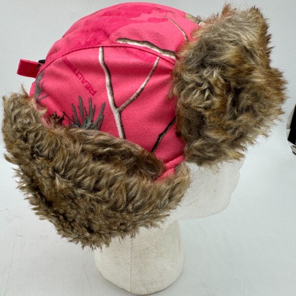 Hot Shot Realtree Women Insulated Trapper w/ Faux Fur One Size Pink Camo Outdoor - Picture 3 of 11